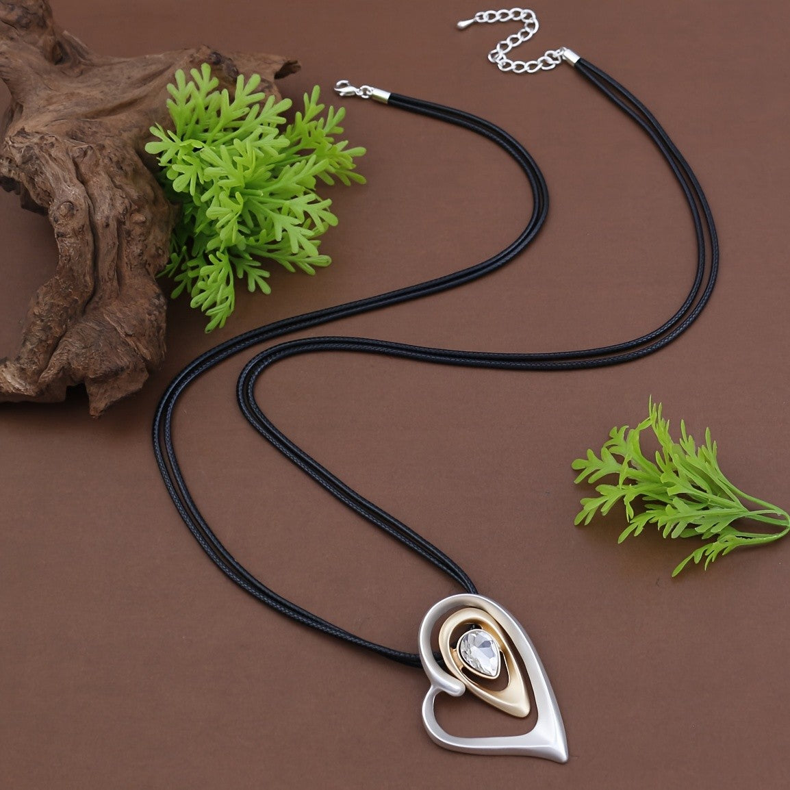 Nested Teardrop Heart Pendant Necklace