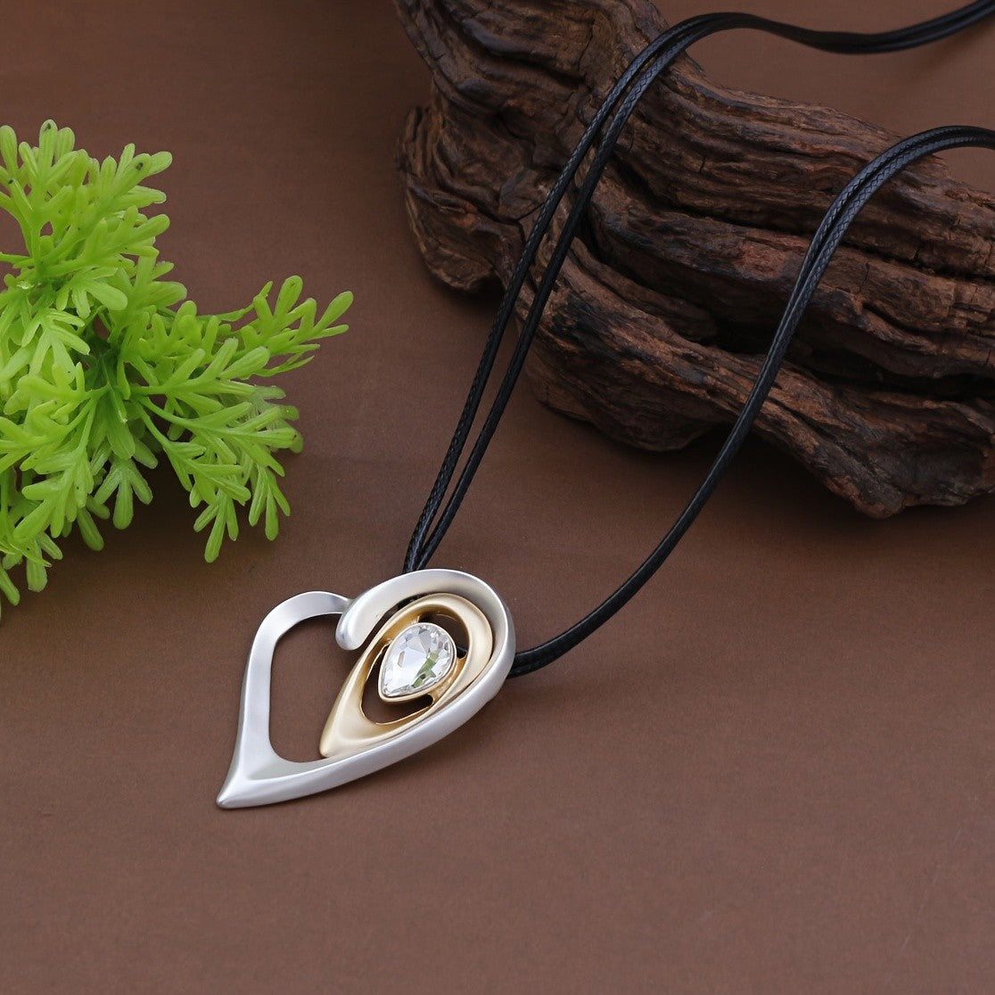 Nested Teardrop Heart Pendant Necklace