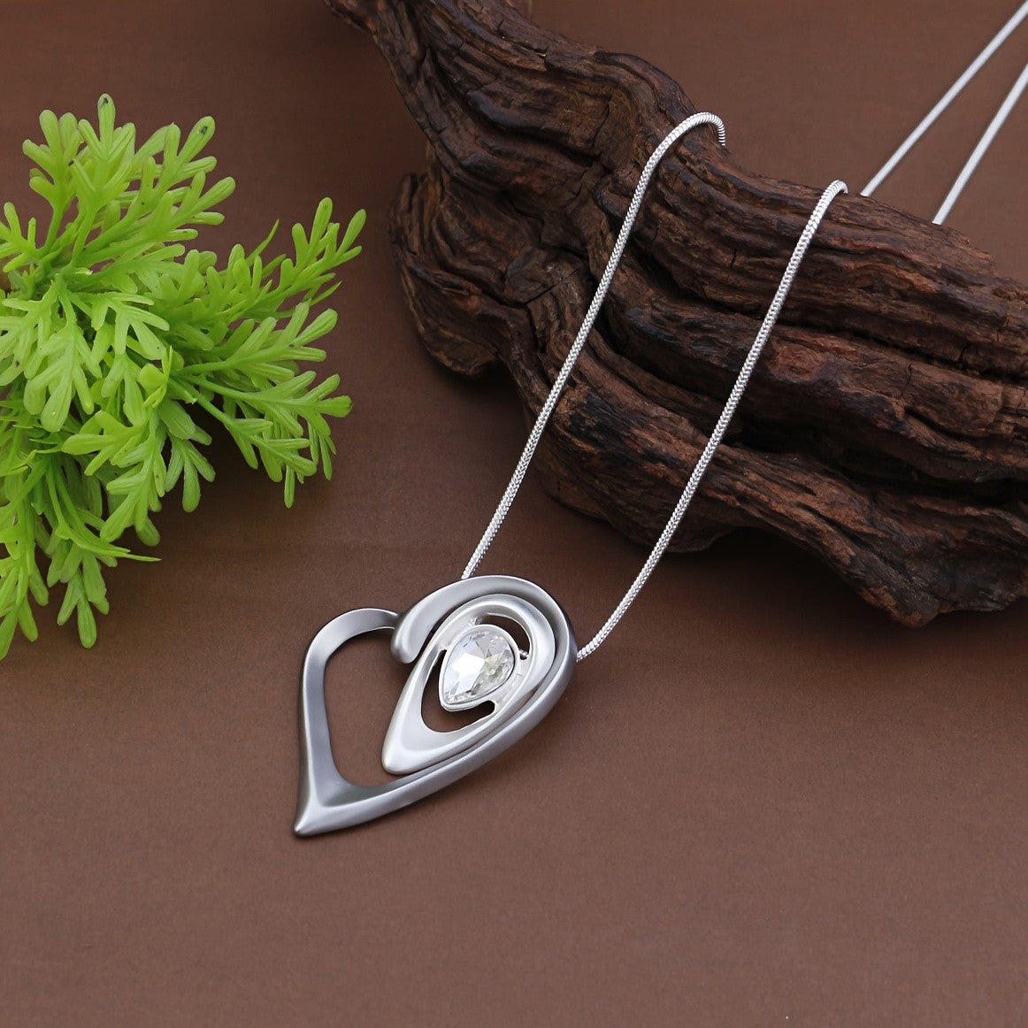 Nested Teardrop Heart Pendant Necklace