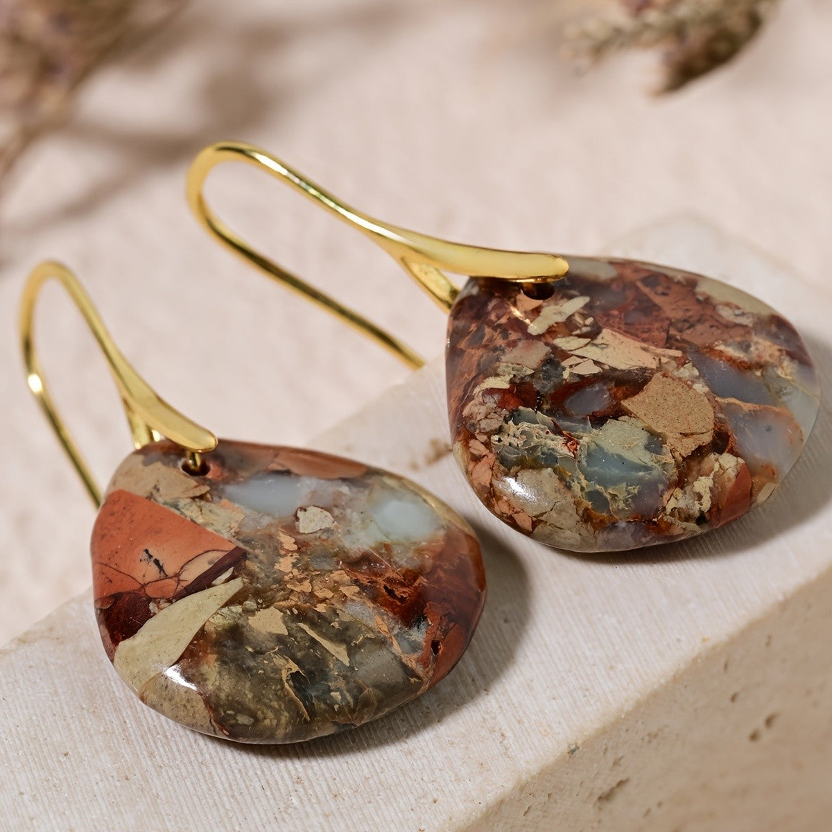 Mosaic Stone Teardrop Earrings