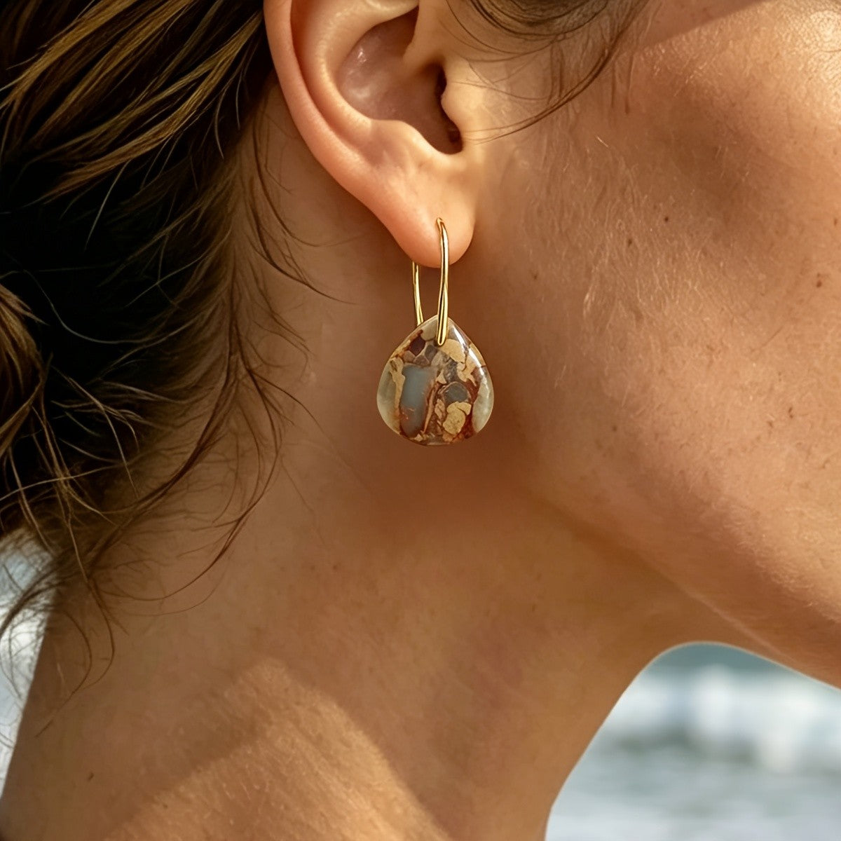 Mosaic Stone Teardrop Earrings