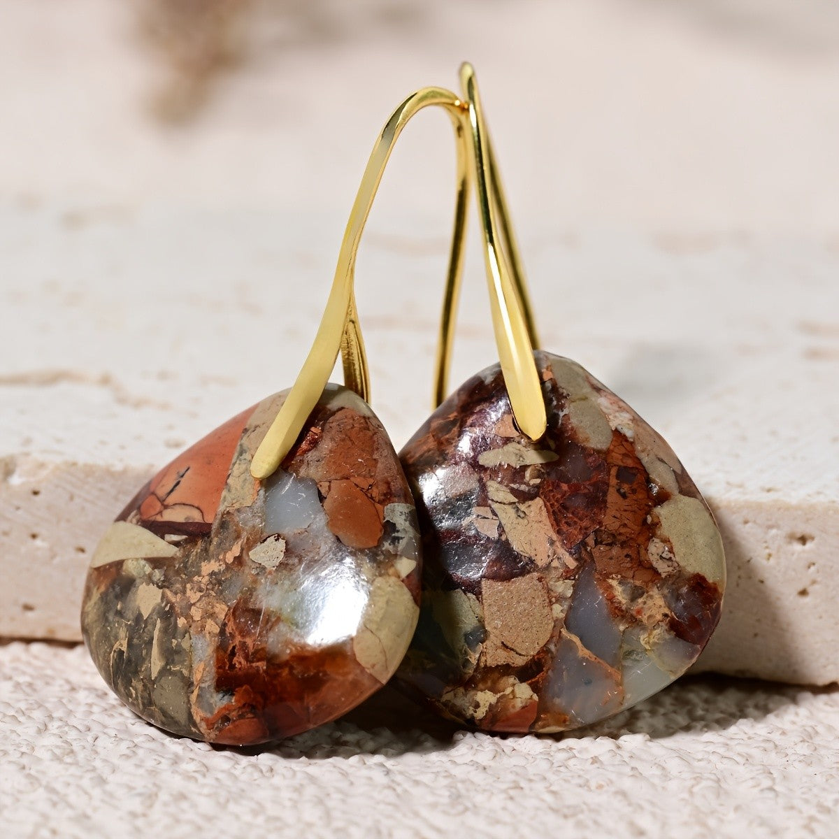 Mosaic Stone Teardrop Earrings
