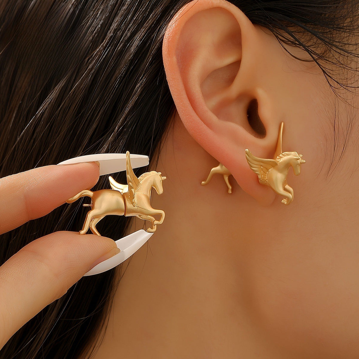 Winged Horse Stud Earrings