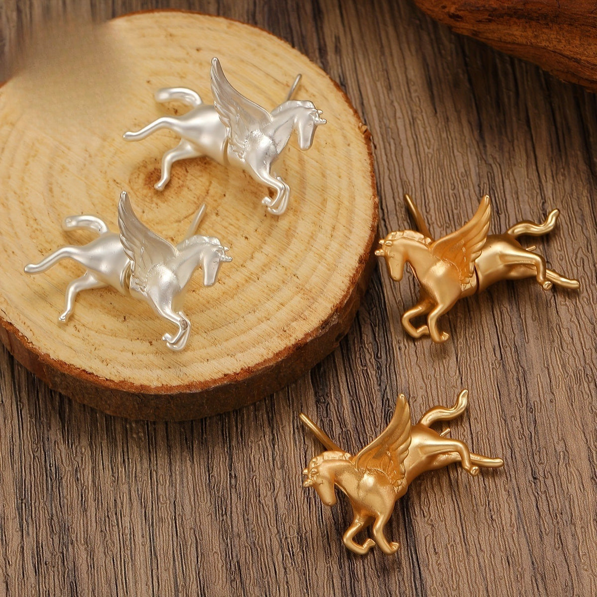Winged Horse Stud Earrings