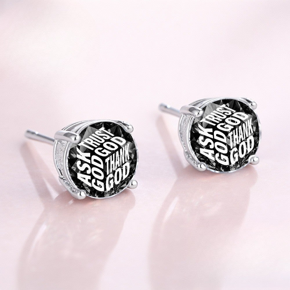 Ask Trust God Stud Earrings