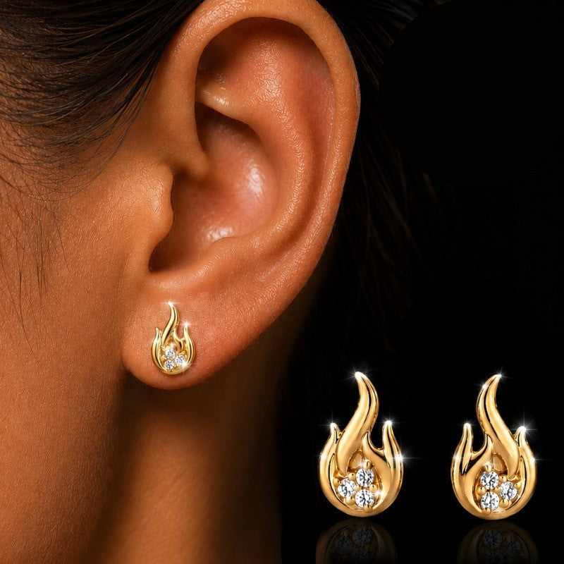 Crystal Flame Stud Earrings