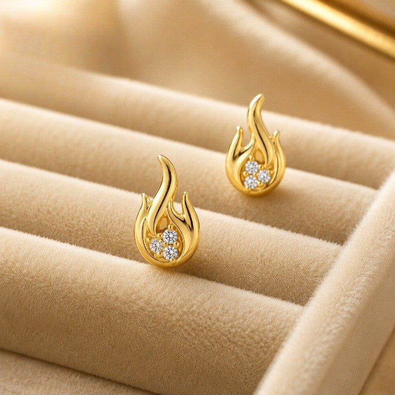 Crystal Flame Stud Earrings