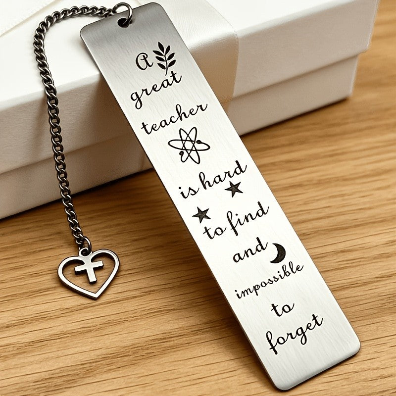 White Engraved Teacher Quote Bookmark