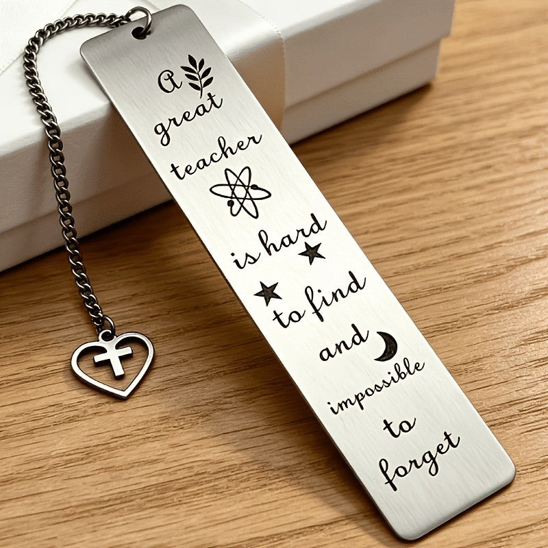 White Engraved Teacher Quote Bookmark