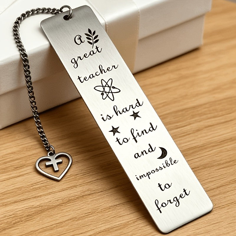 White Engraved Teacher Quote Bookmark