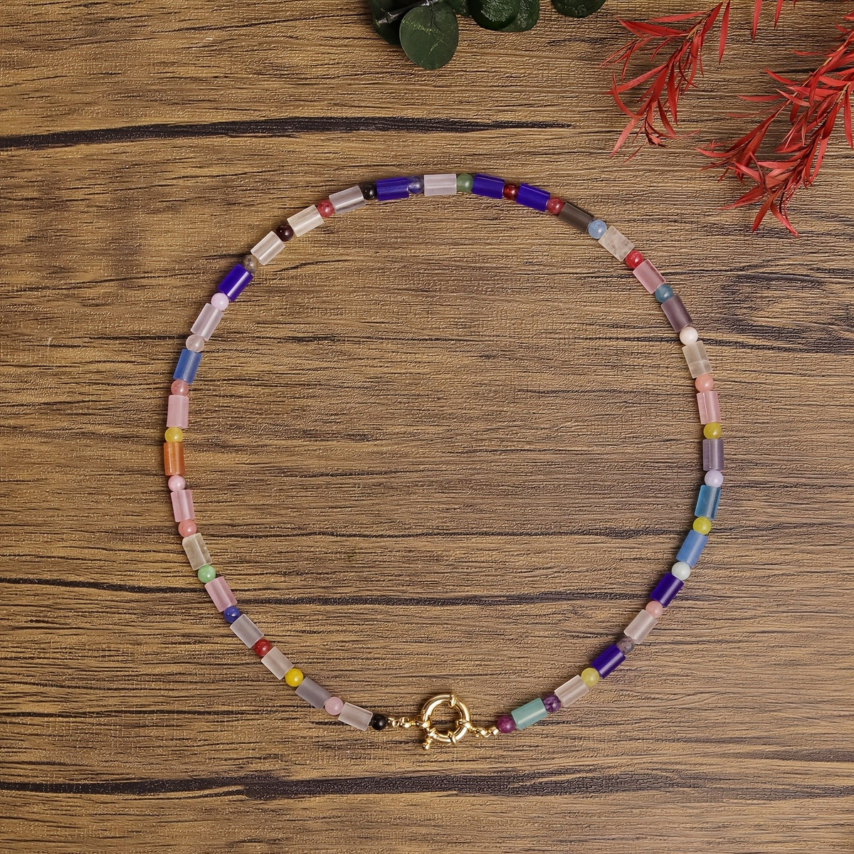 Multi-Color Stone Bead Necklace