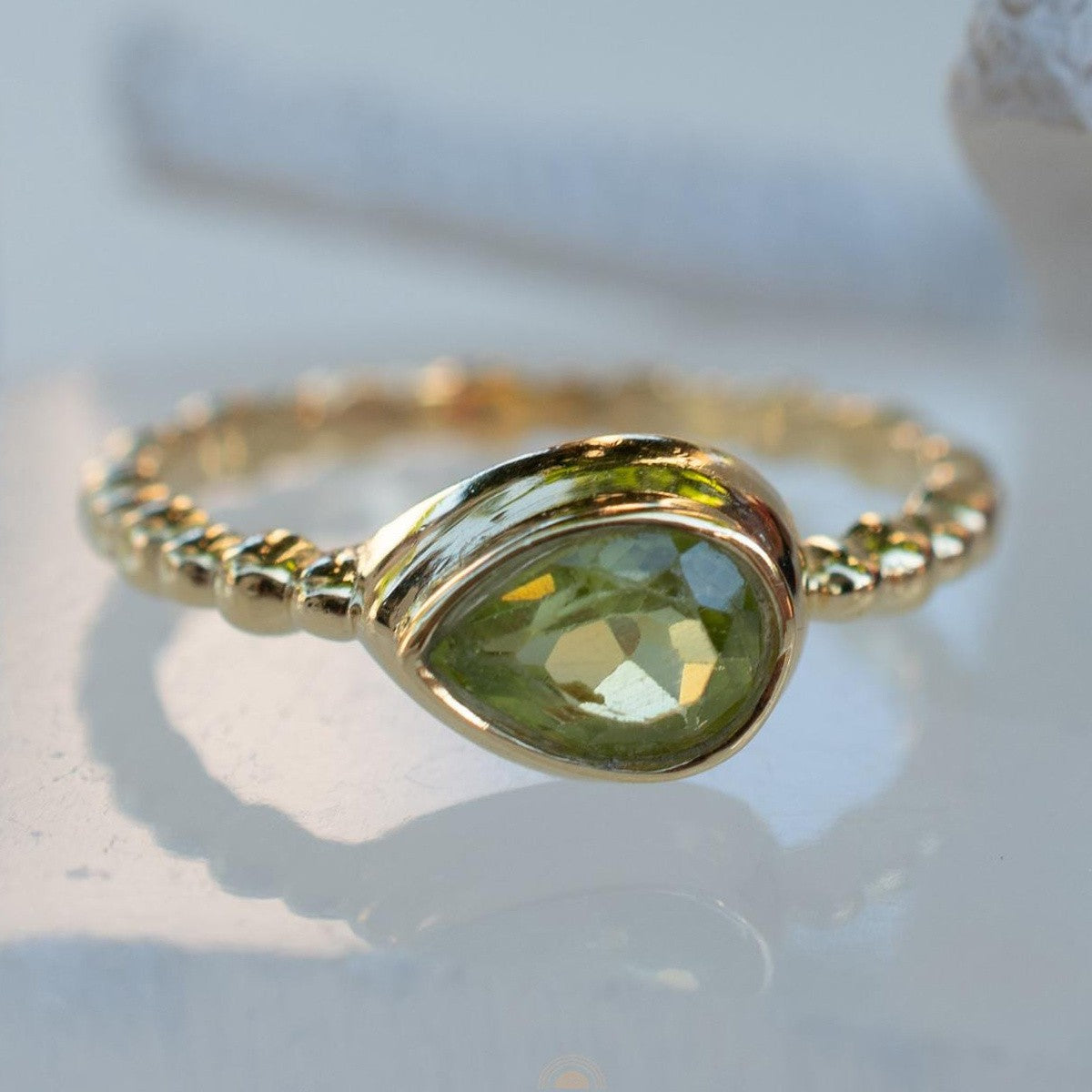 Green Pear Zircon Ring