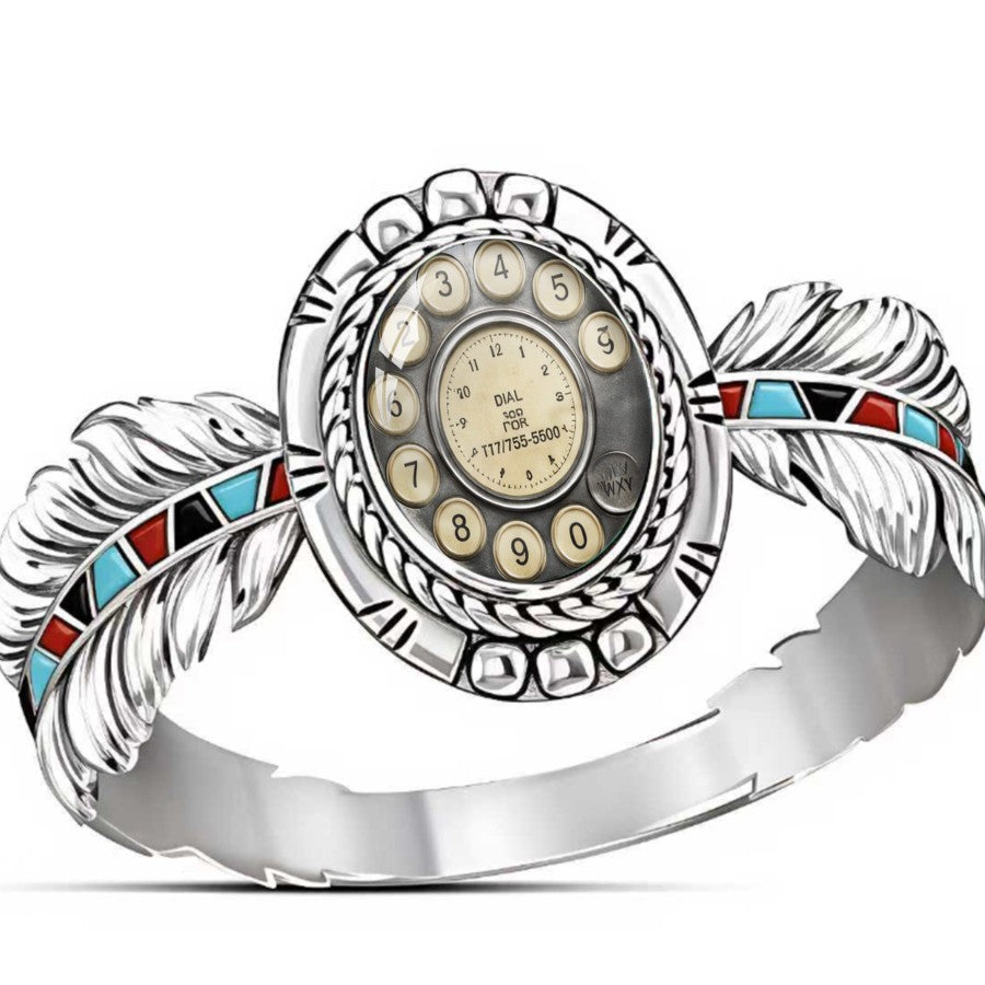 Vintage Rotary Dial Feather Ring