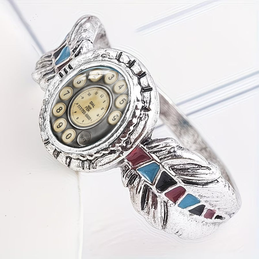 Vintage Rotary Dial Feather Ring
