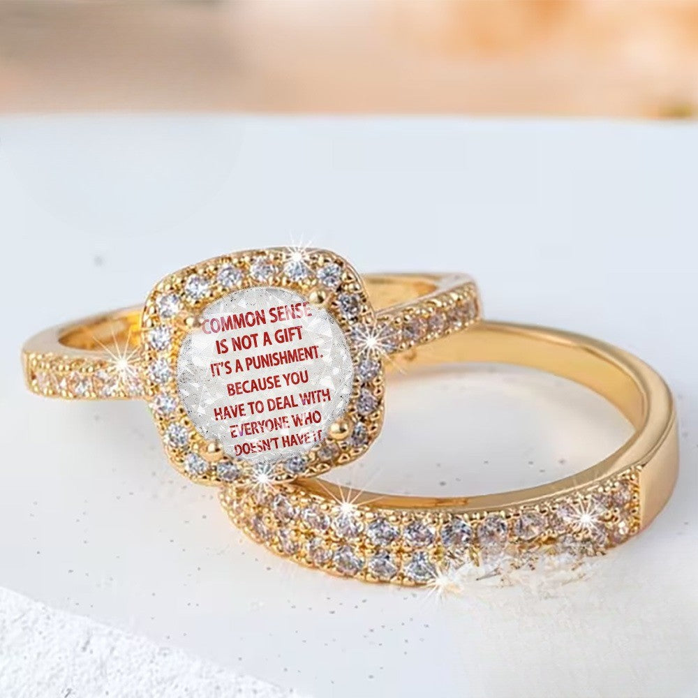 Common Sense Quote Square Ring Set