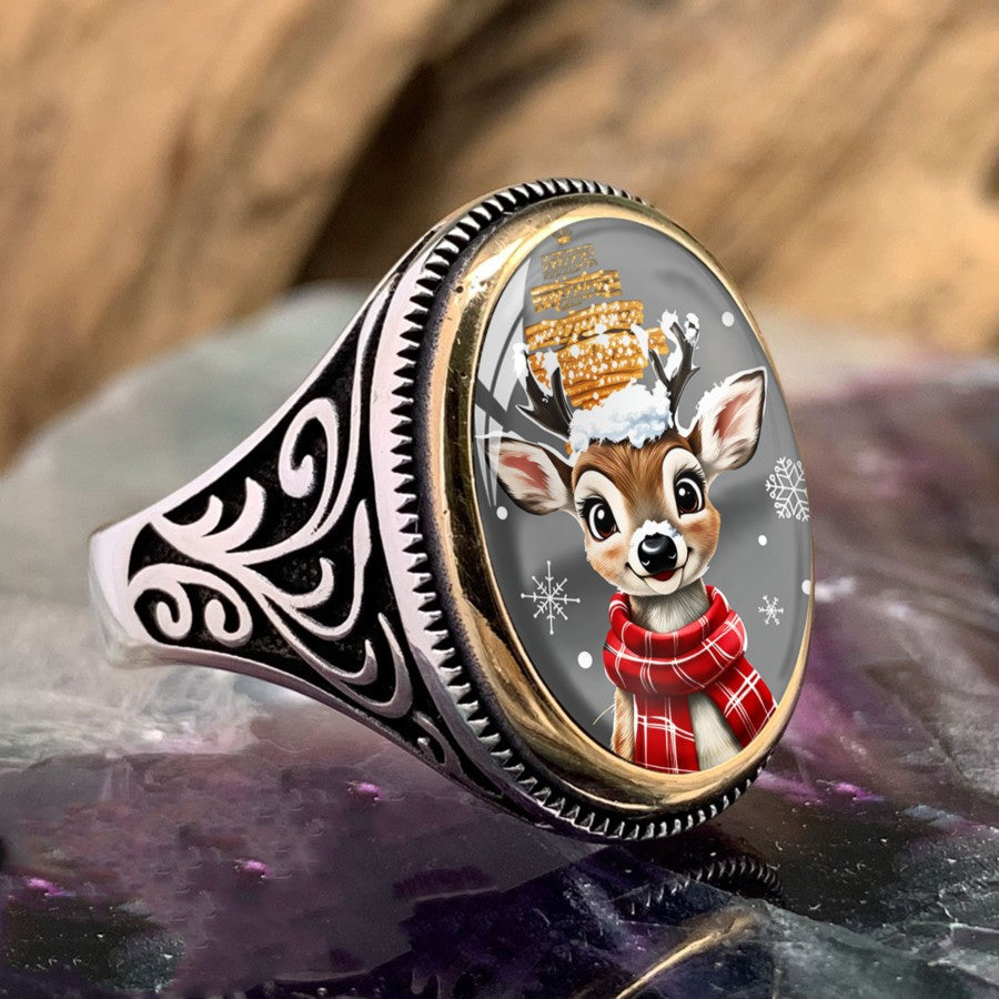 Winter Deer Oval Ring