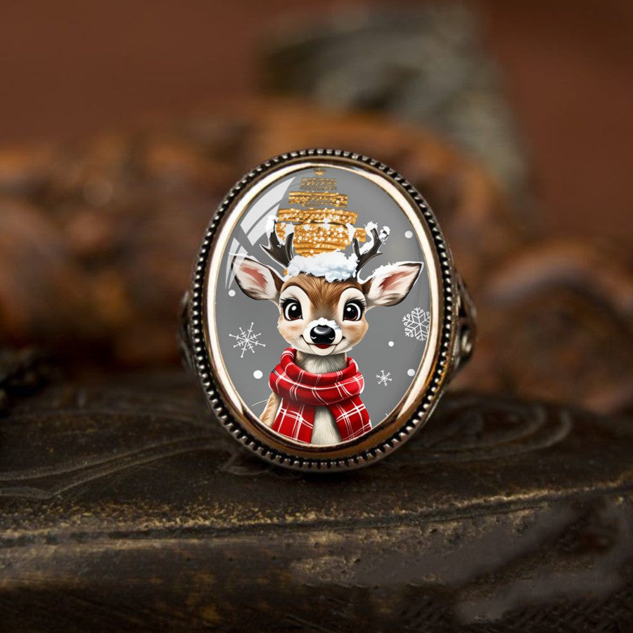 Winter Deer Oval Ring
