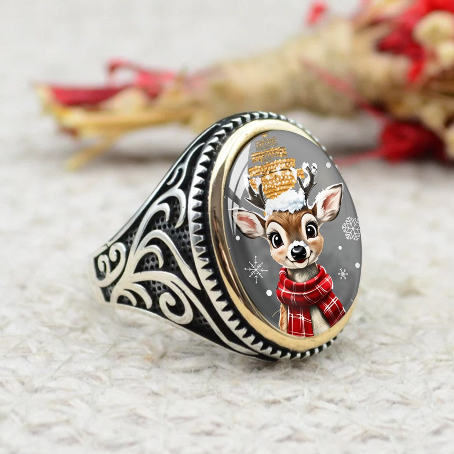 Winter Deer Oval Ring