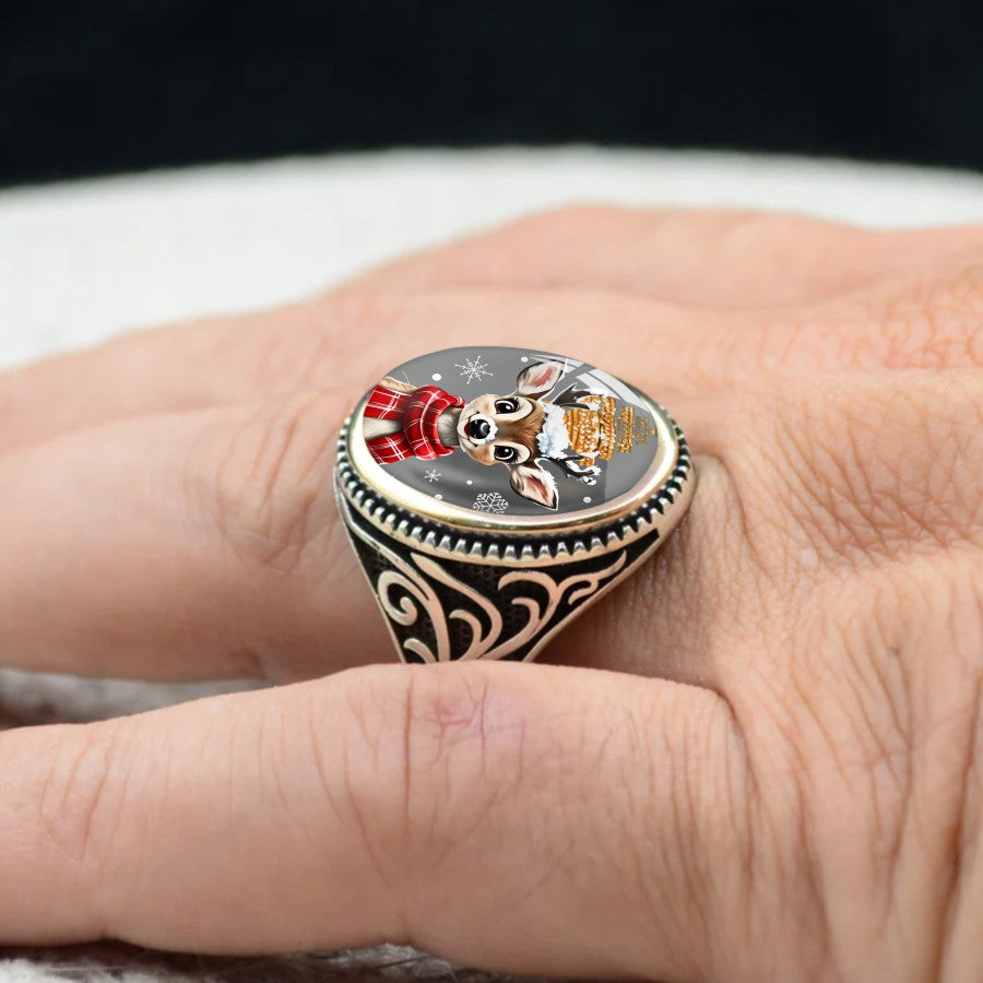 Winter Deer Oval Ring