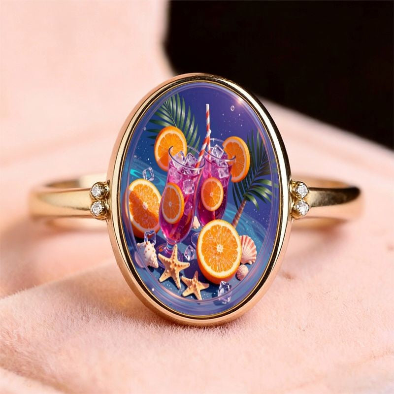 Tropical Cocktail Oval Ring
