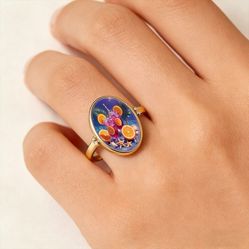 Tropical Cocktail Oval Ring