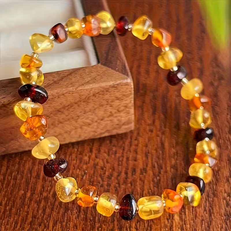 Multicolor Polished Amber Bracelet