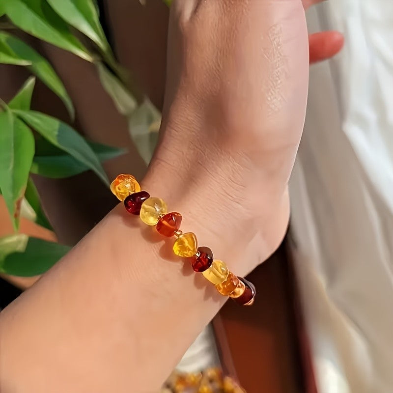 Multicolor Polished Amber Bracelet