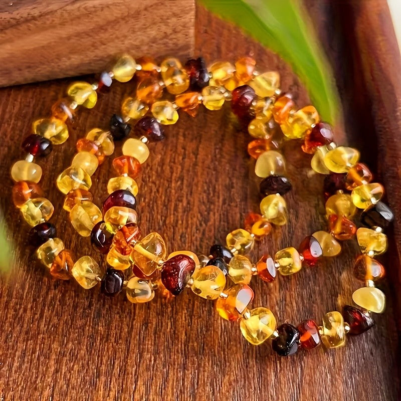 Multicolor Polished Amber Bracelet