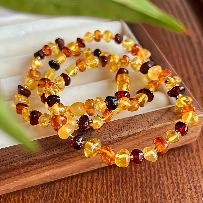 Multicolor Polished Amber Bracelet