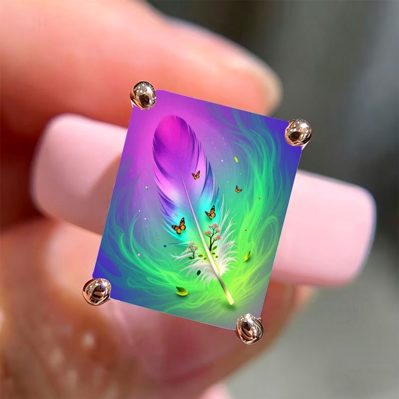 Gradient Feather Square Ring