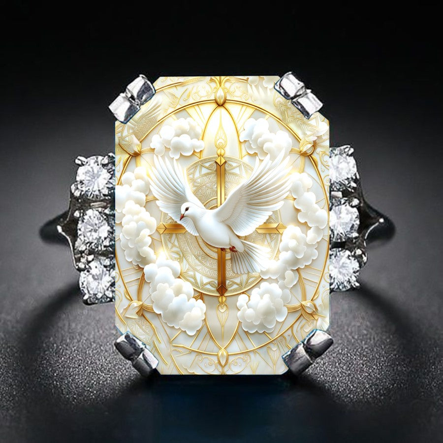 Dove & Clouds Statement Ring