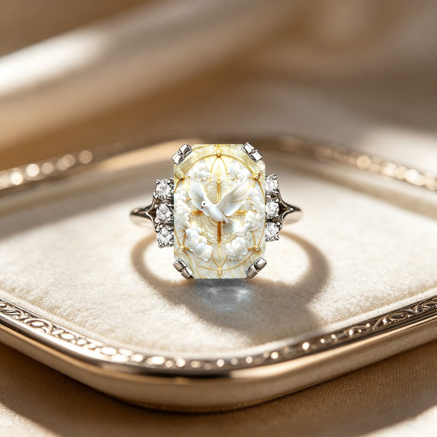 Dove & Clouds Statement Ring