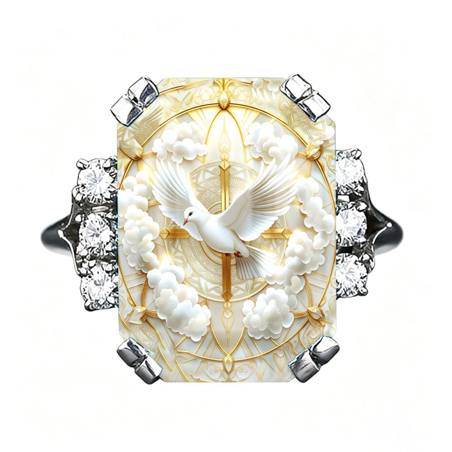Dove & Clouds Statement Ring