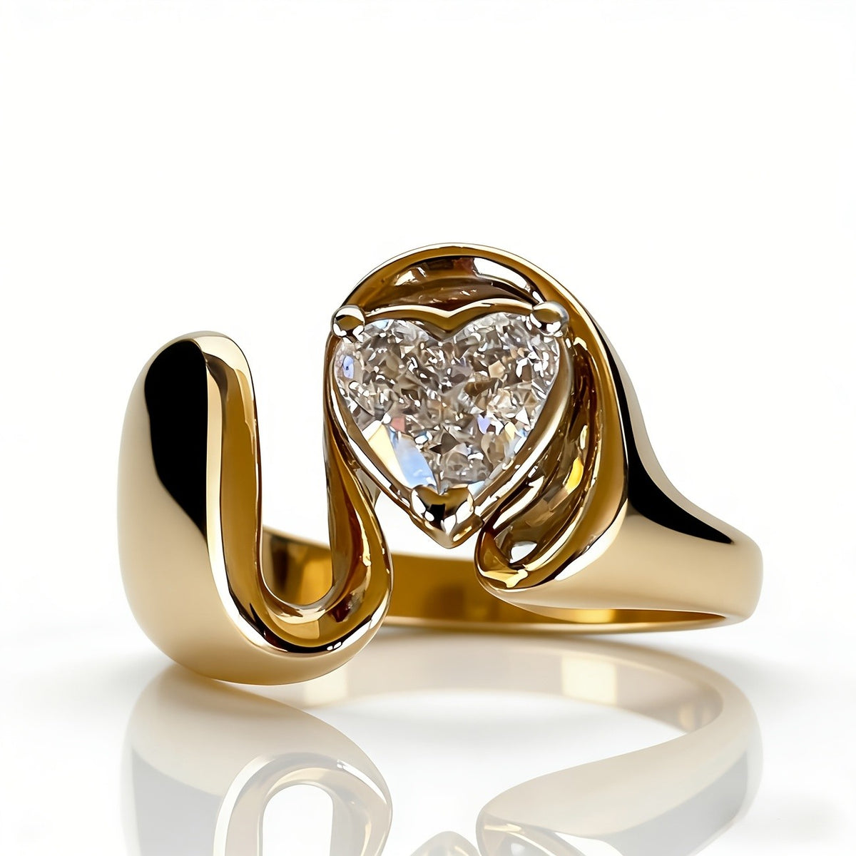 Heart Crystal Swirl Ring