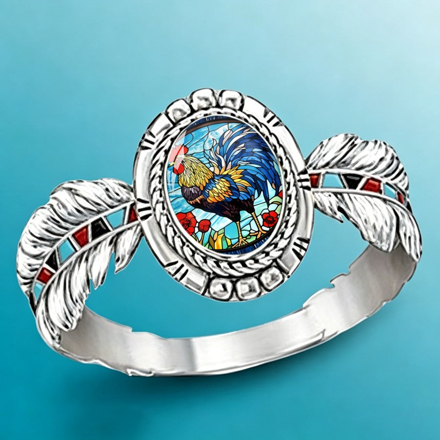 Rooster Stained Glass Ring