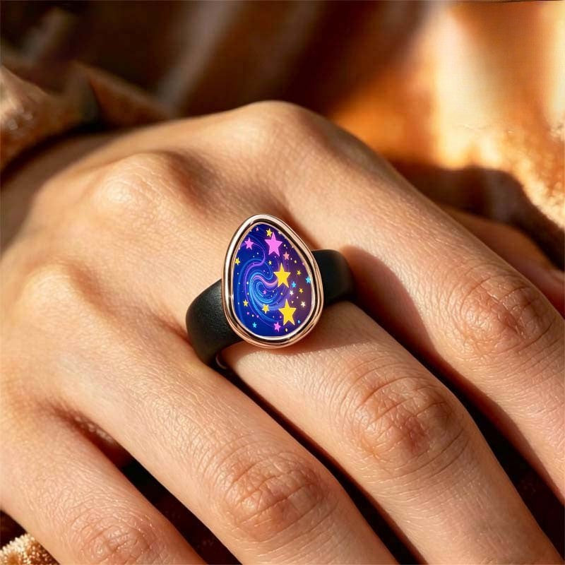 Colorful Star Swirl Teardrop Ring