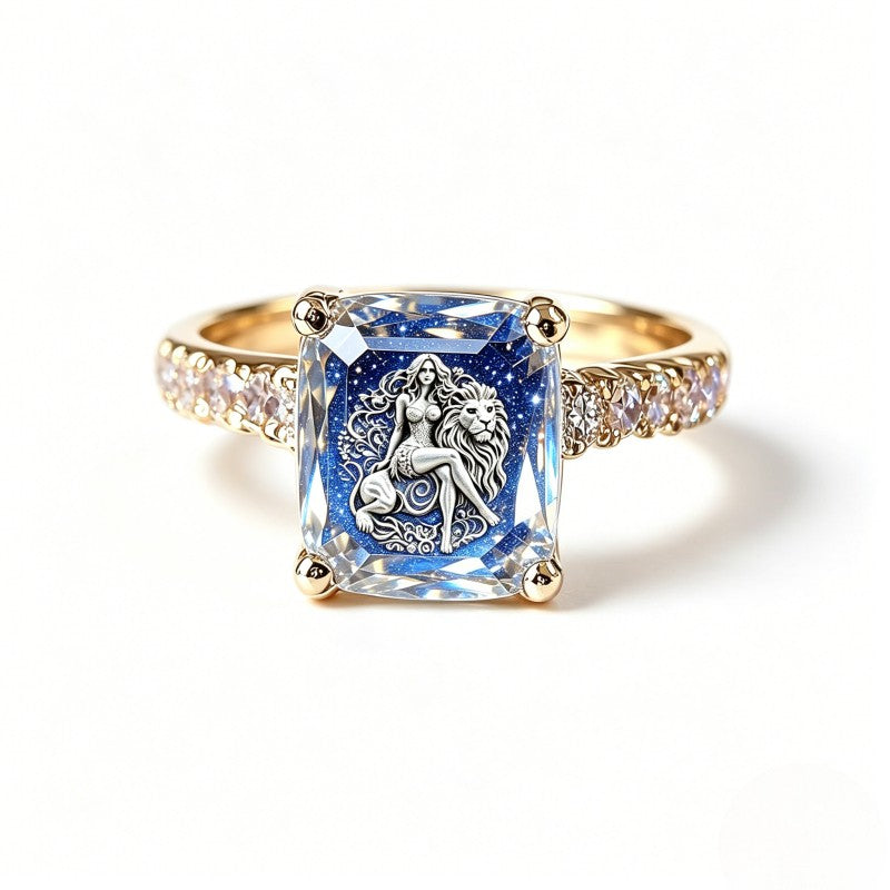 Starry Night Lion Square Ring