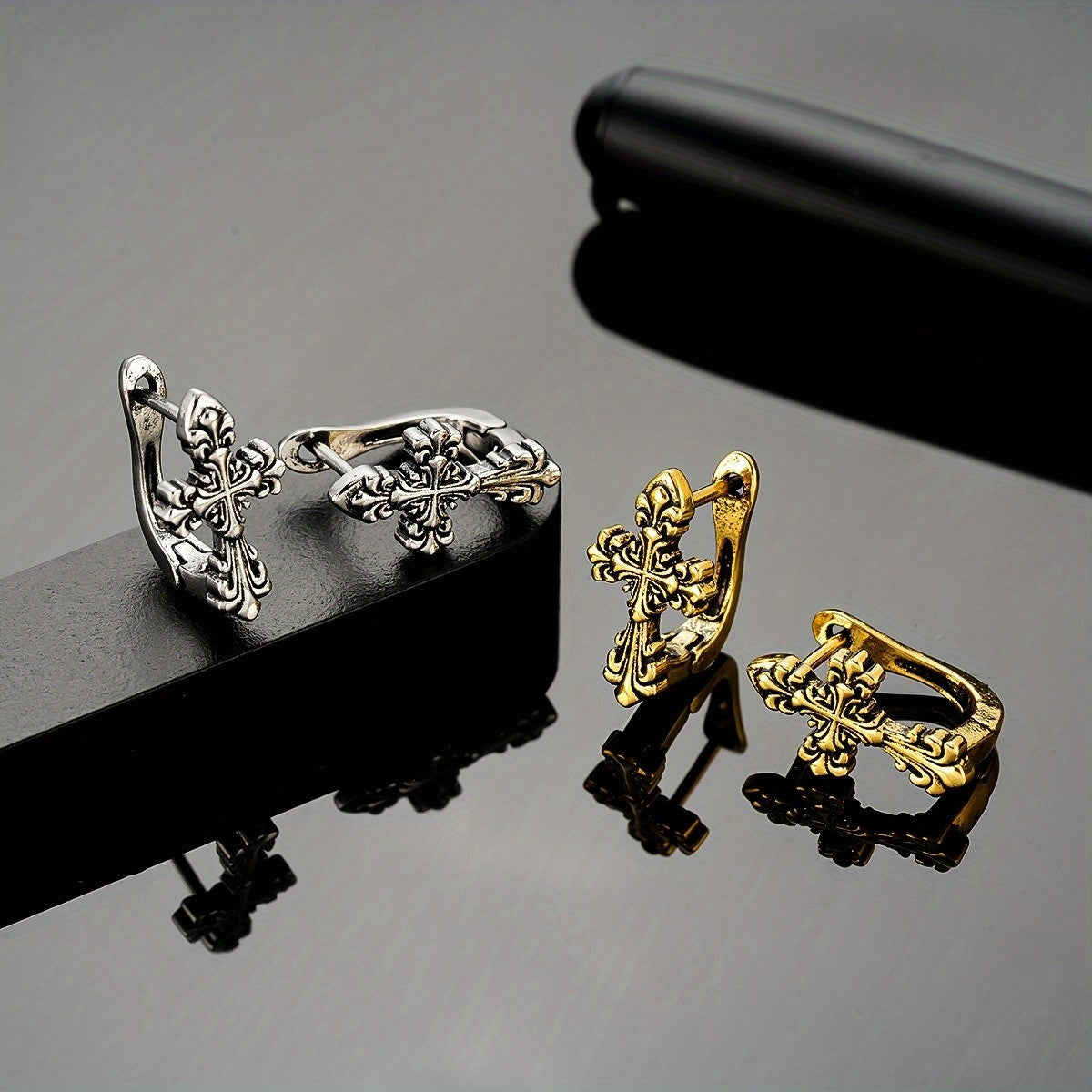 Ornate Cross Earrings