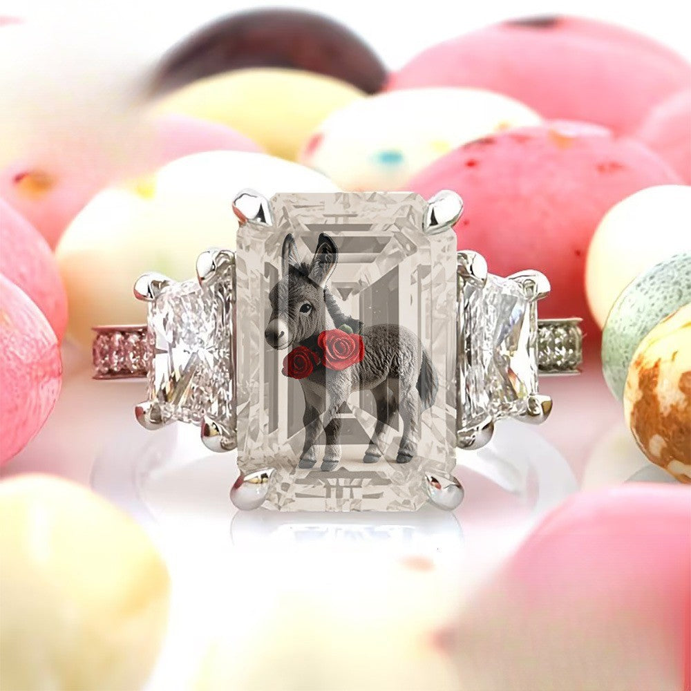 Donkey & Red Rose Ring