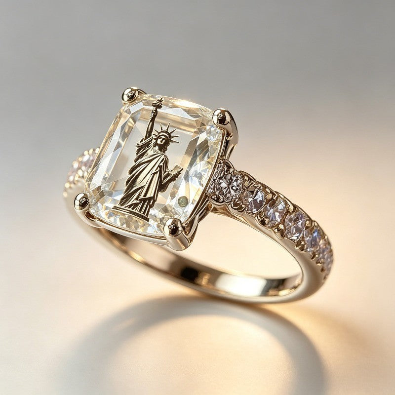 Statue Square Crystal Ring