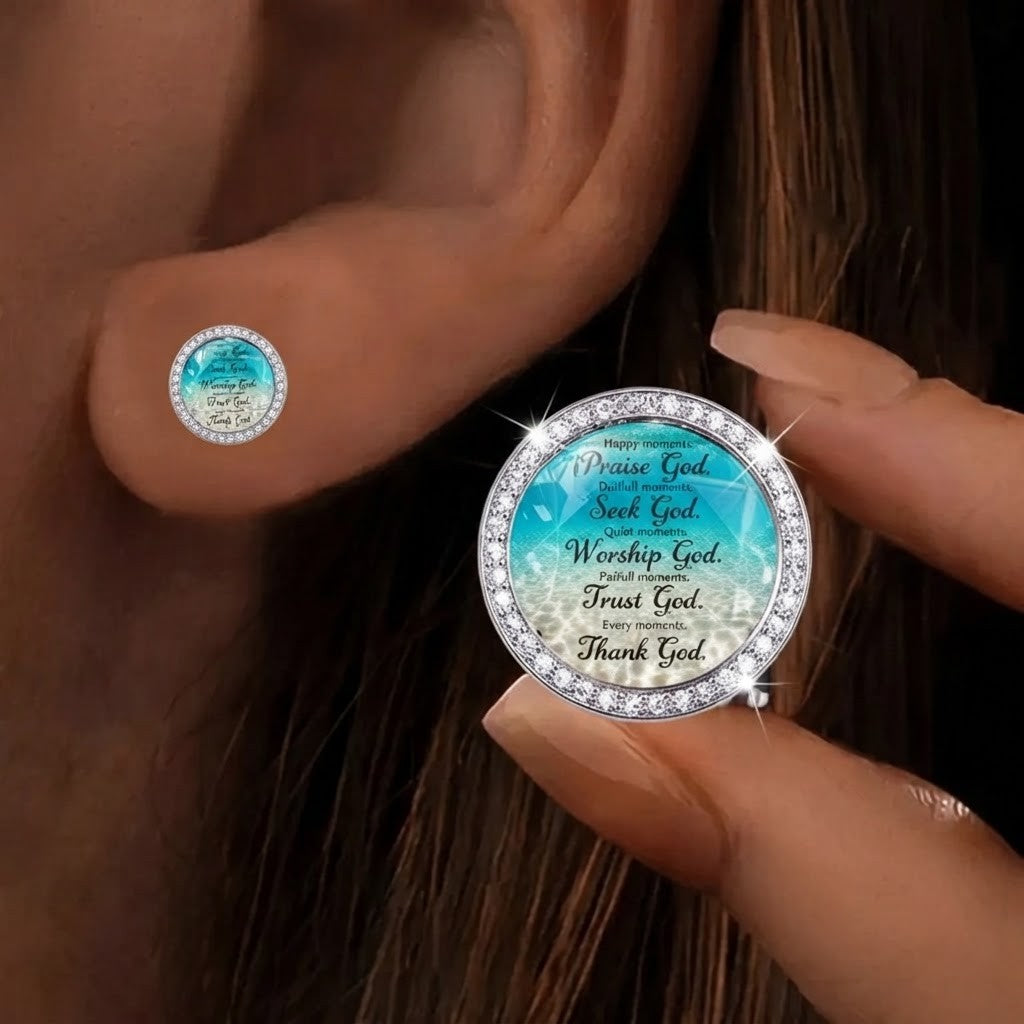 Faith Scripture Glass Stud Earrings