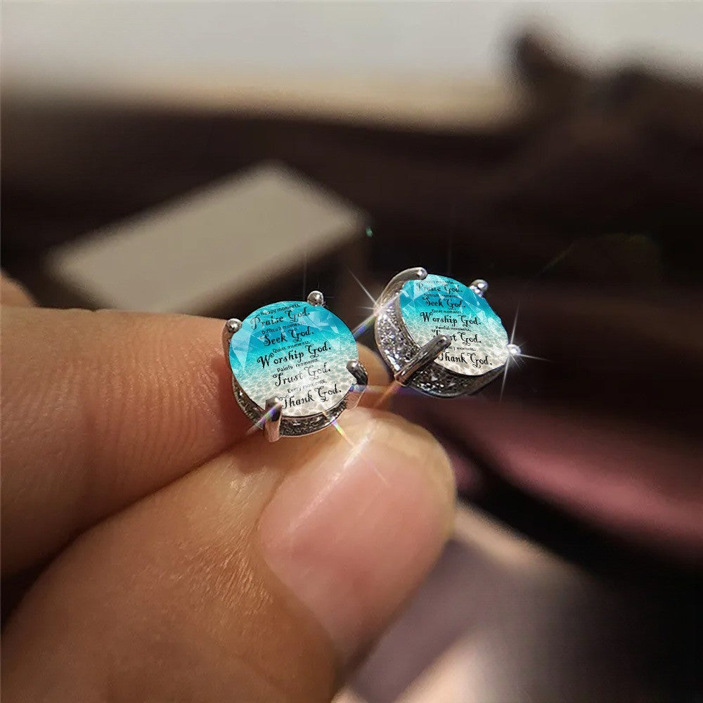 Faith Scripture Glass Stud Earrings