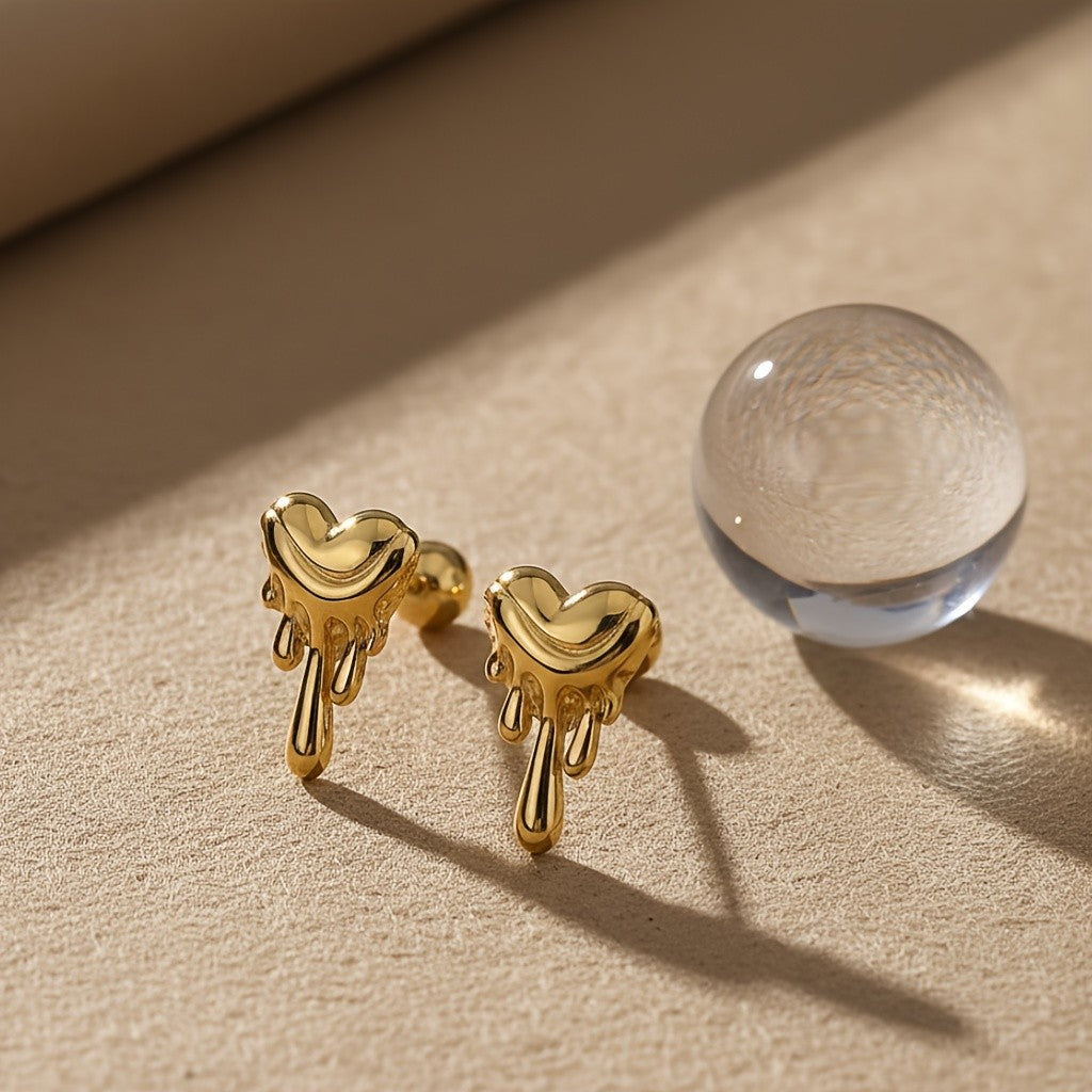 Melting Heart Drip Stud Earrings