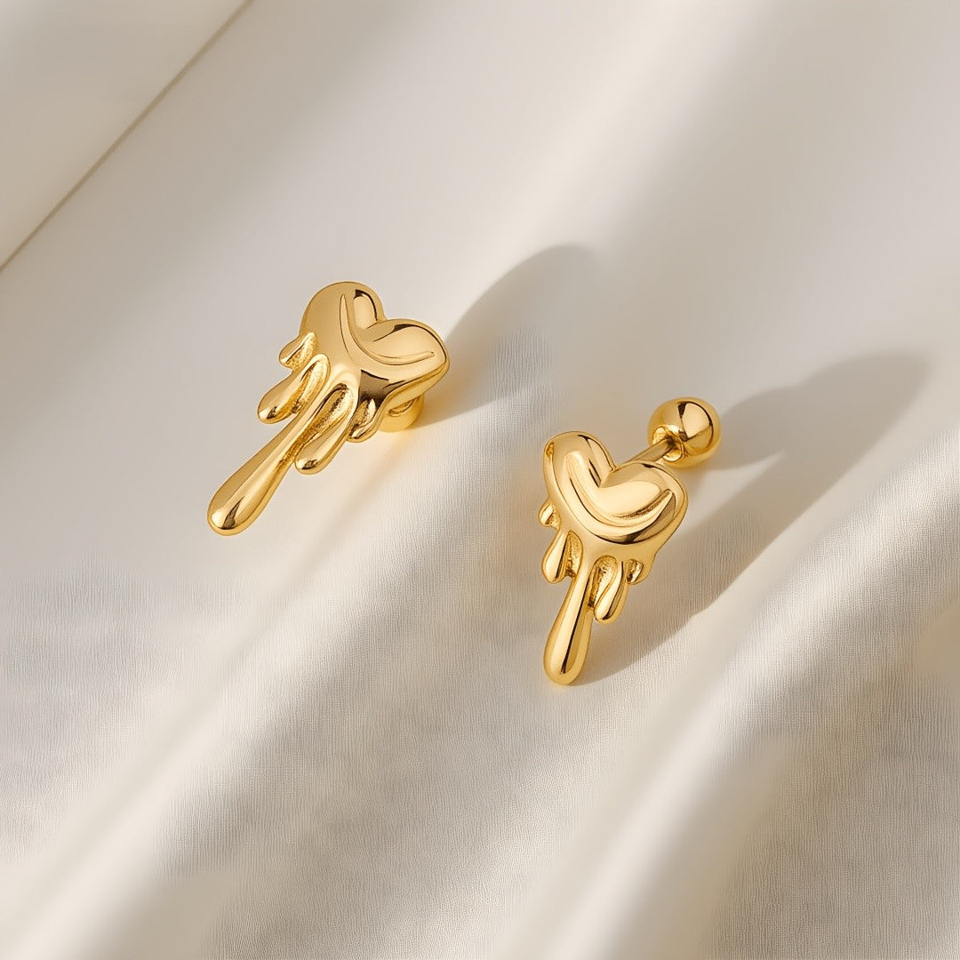Melting Heart Drip Stud Earrings