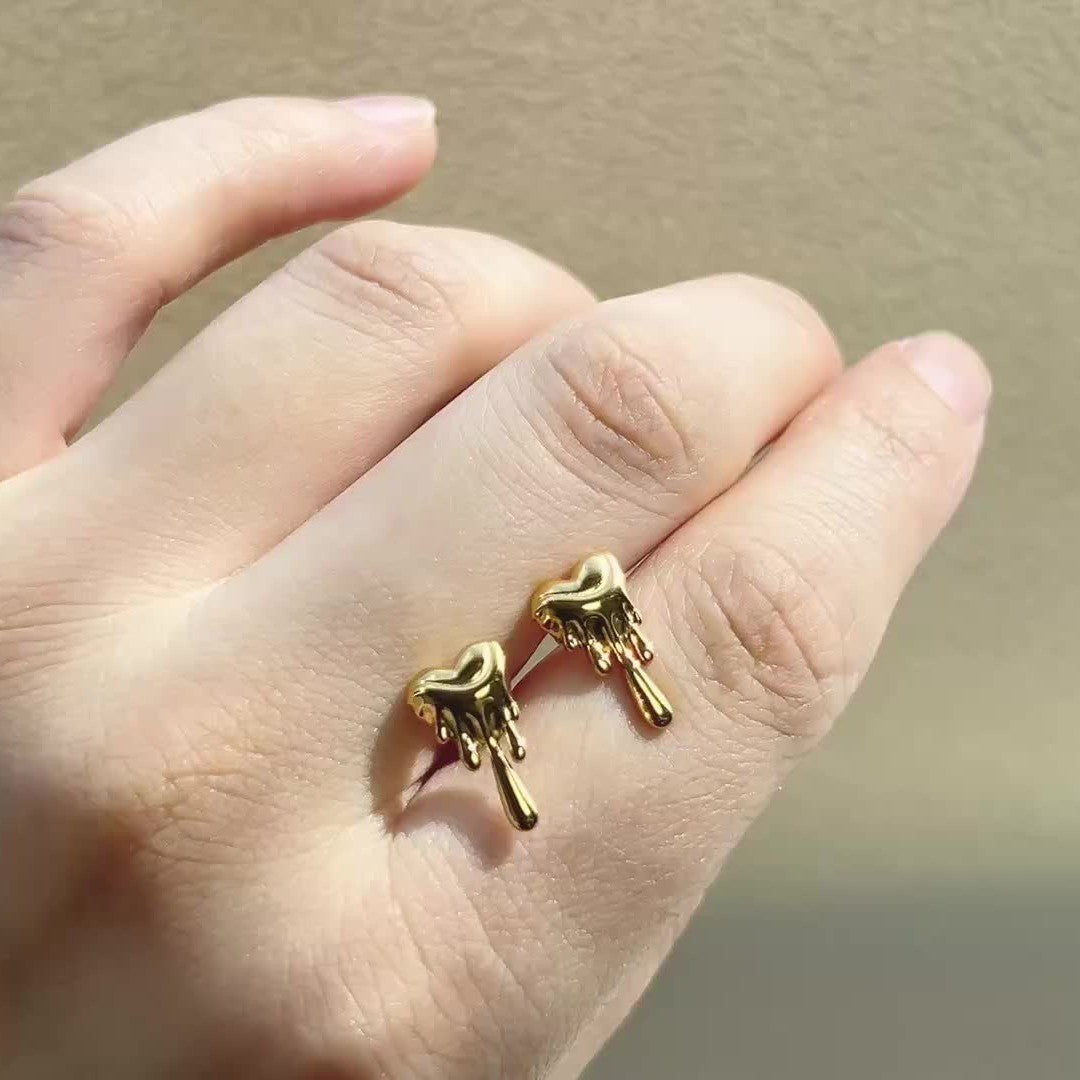 Melting Heart Drip Stud Earrings