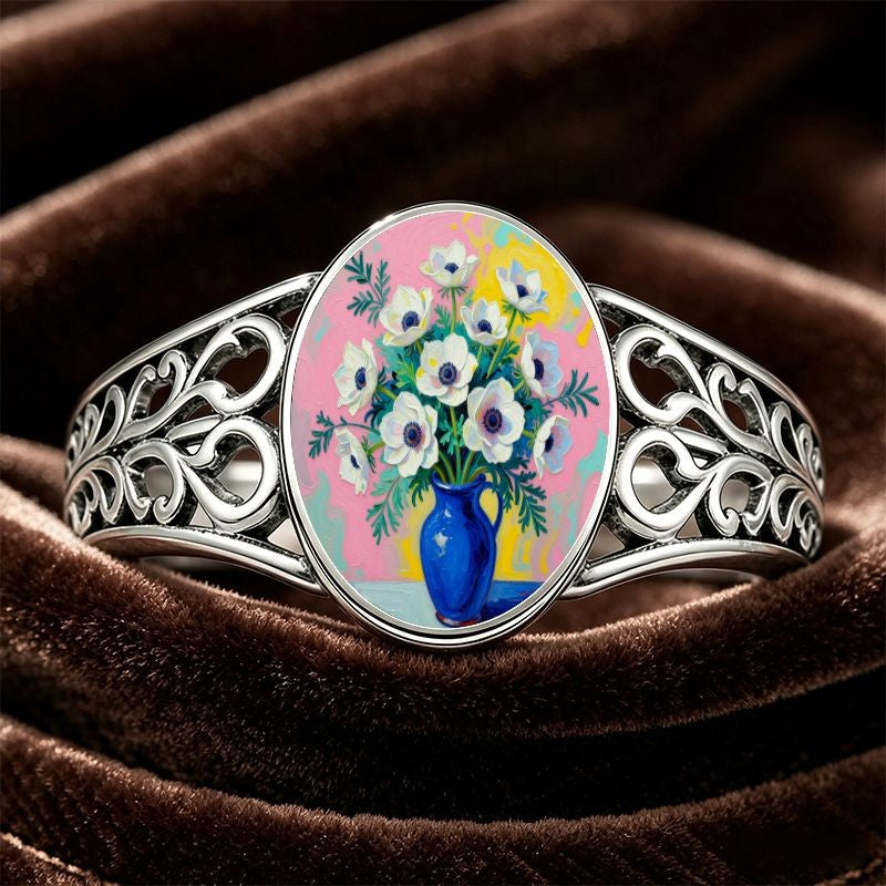 Floral Vase Oval Ring