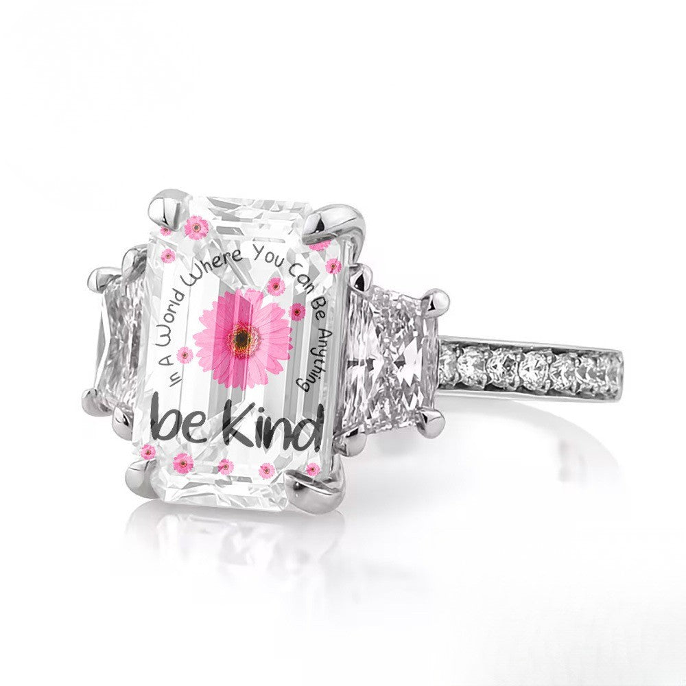 Be Kind Floral Square Ring