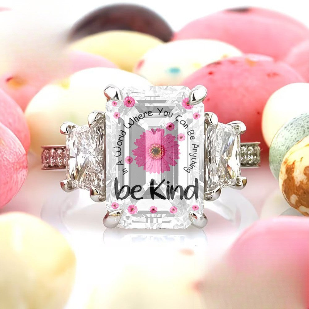 Be Kind Floral Square Ring