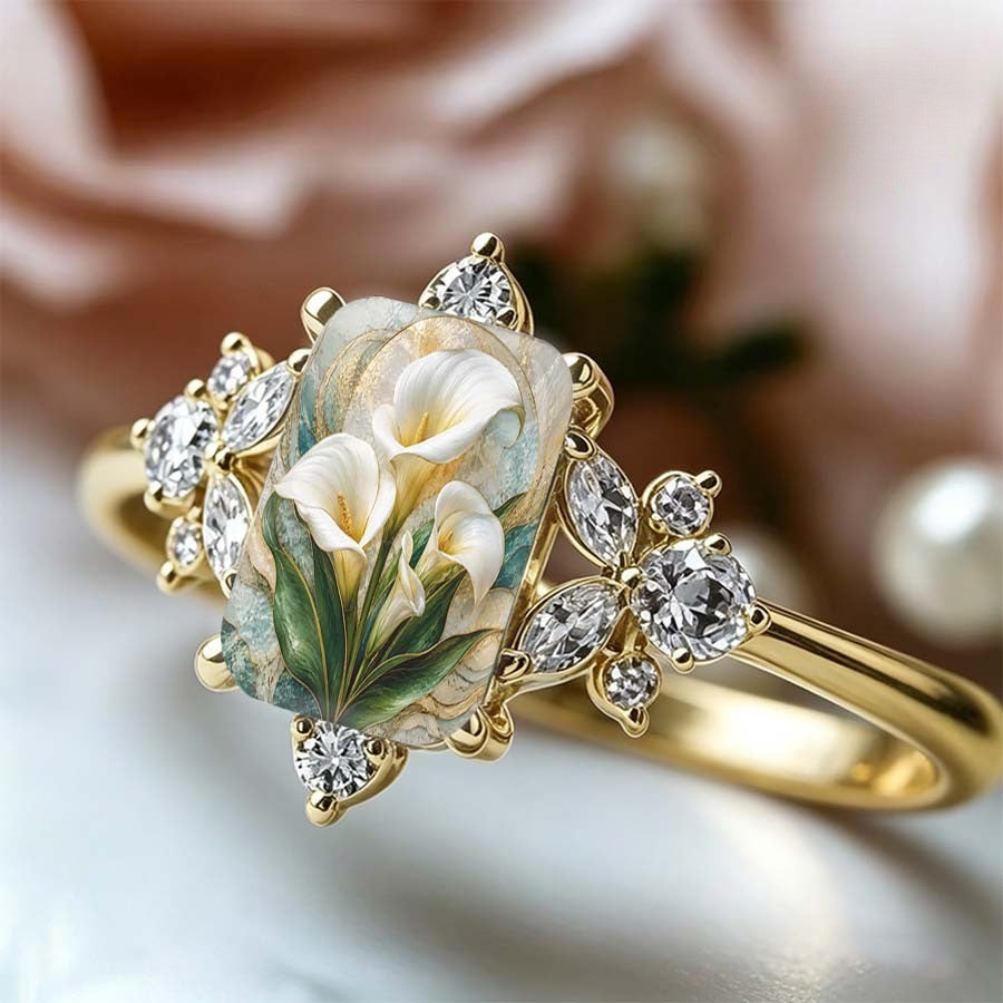 Calla Lily Glass Panel Ring
