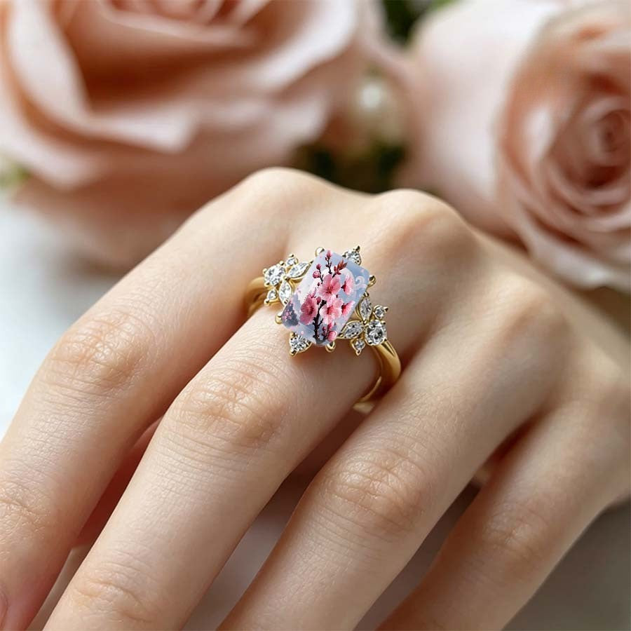 Pink Blossom Rectangle Ring